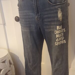 Streetwear Society Relaxed Fit Jeans with Graphic Detail